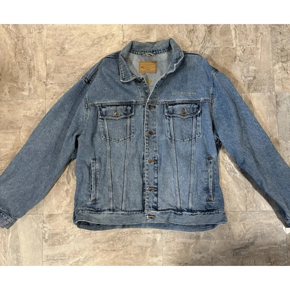 VTG Y2K Budweiser Denim Jacket XL Swinger Casuals Beer Embroidered King Of Beers